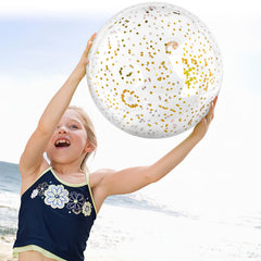 Close-up of FUTUREPLUSX inflation valve on glitter beach ball