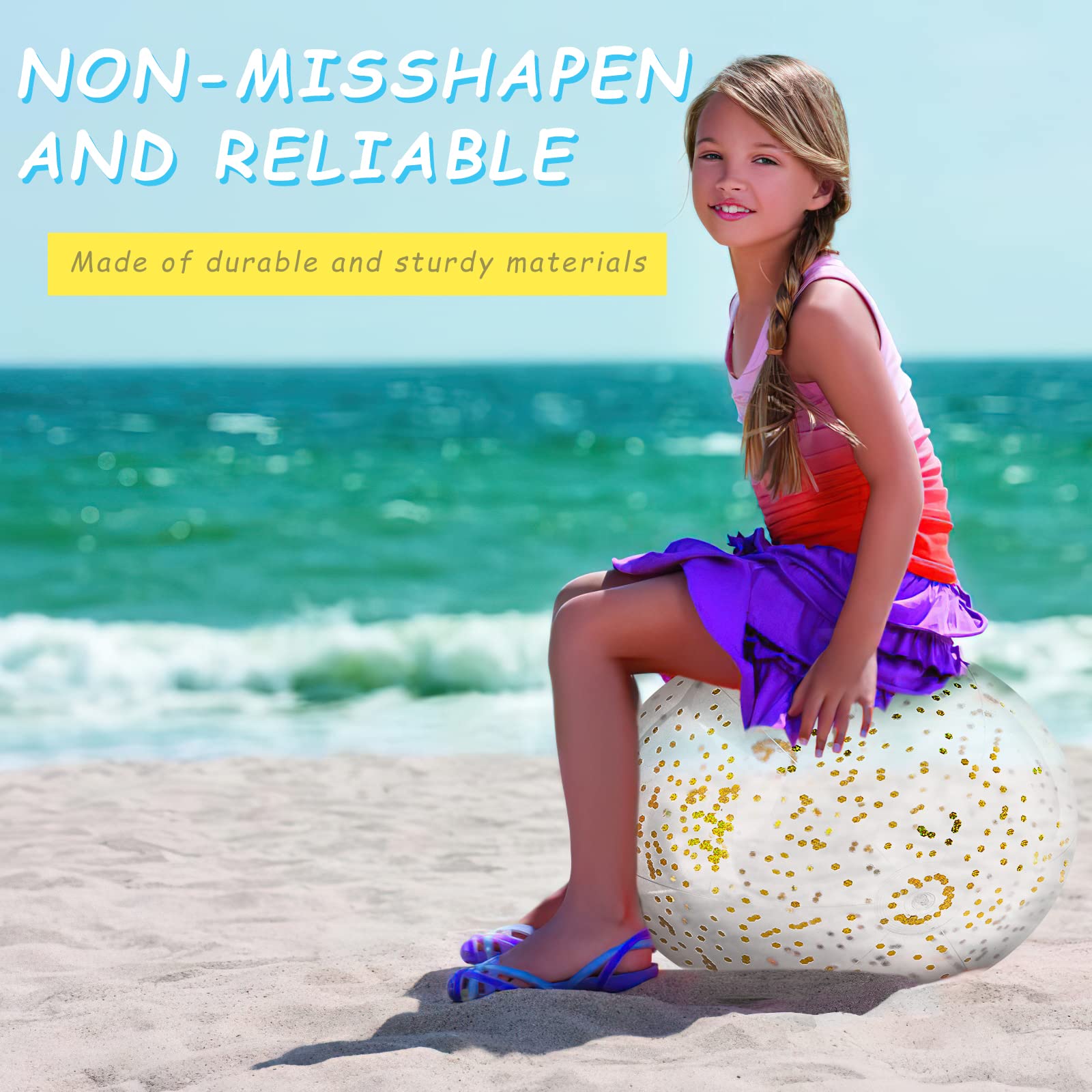 FUTUREPLUSX glitter beach balls in a beach and pool party scene