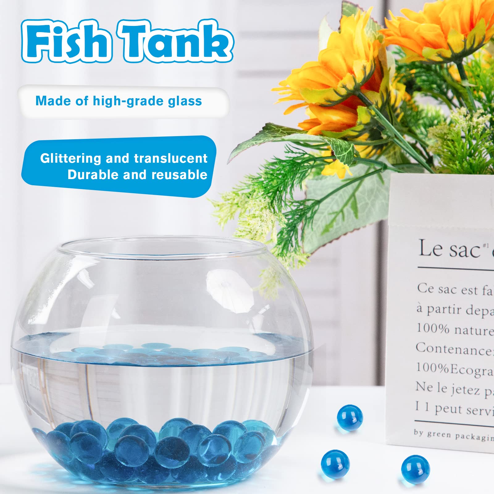 FuturePlusX sparkling light blue marbles catching light for vibrant display