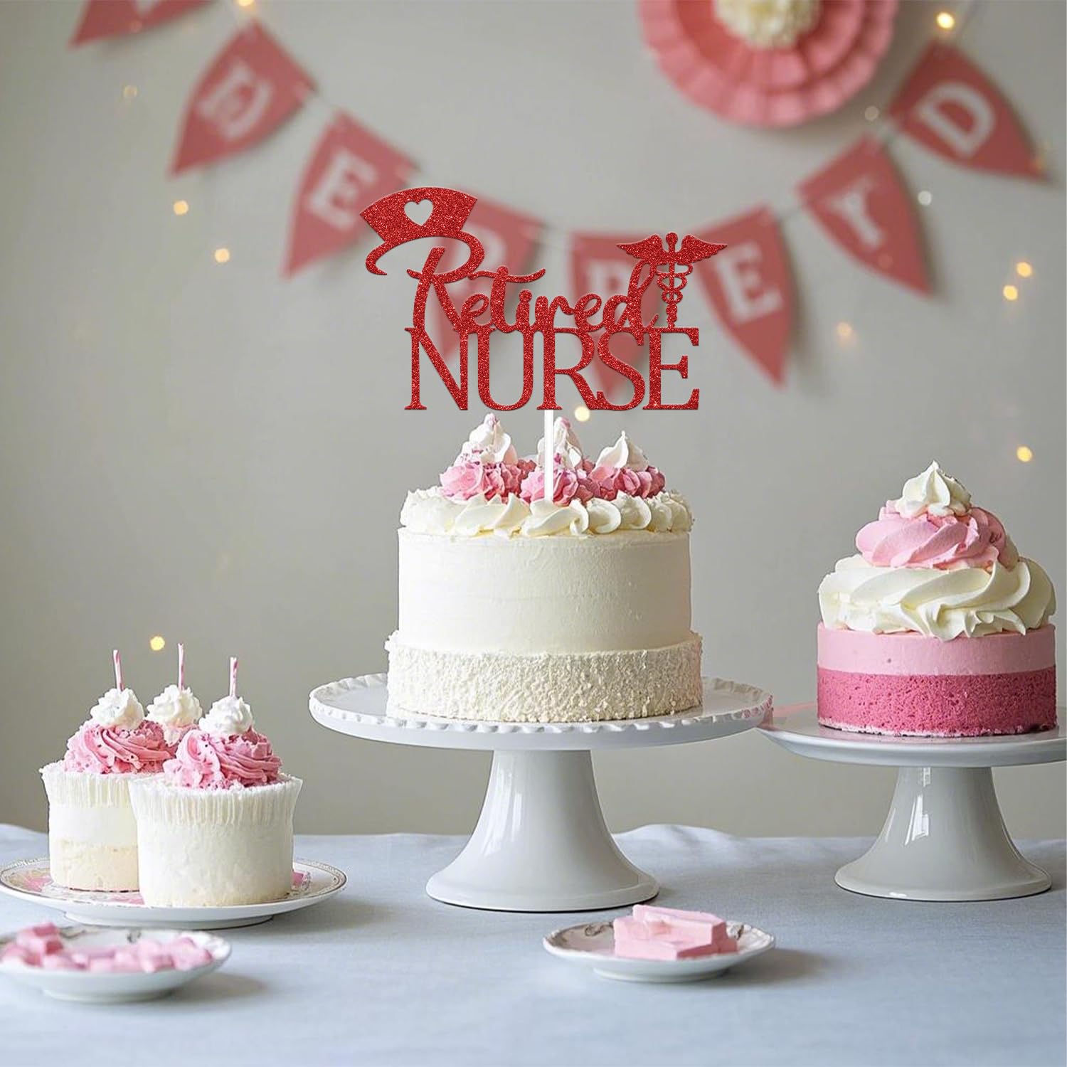 FUUF retired nurse cake topper photobooth prop—versatile for photos and backdrops.