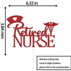 FUUF retired nurse cake topper red glitter closeup—durable glitter cardstock for cake decoration.