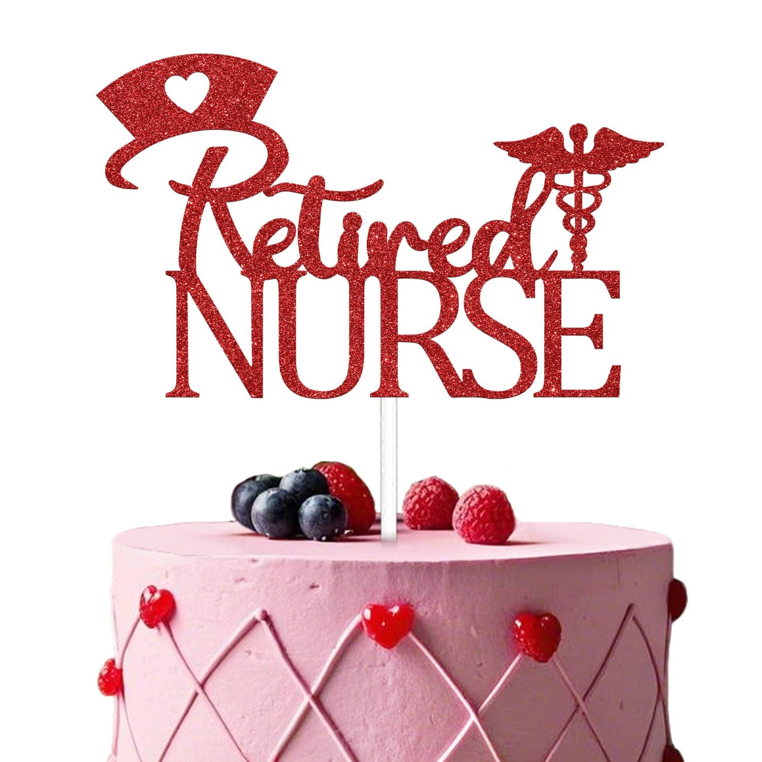 FUUF retired nurse cake topper red glitter—officially retired design for Class of 2021 celebrations.