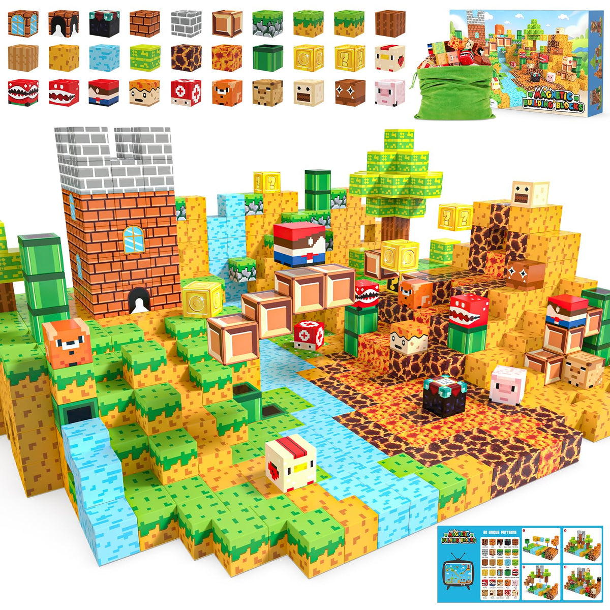 Fuwidvia Magnetic Blocks castle scene stimulates imaginative play and spatial thinking