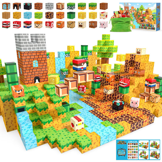 Fuwidvia Magnetic Blocks castle scene stimulates imaginative play and spatial thinking