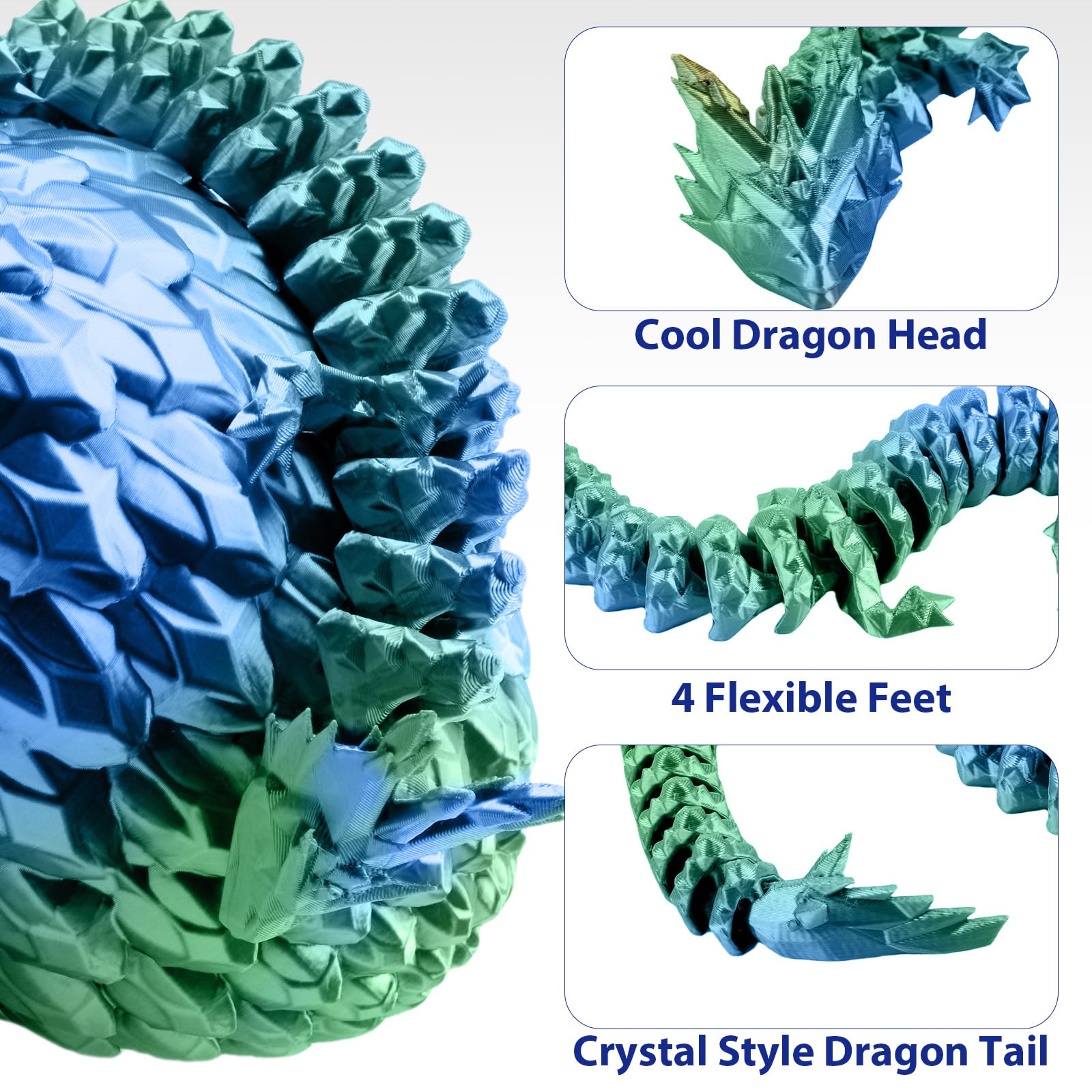 Fuwkeo crystal dragon inside showing bendable, shimmering form