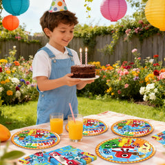 Fuyhiuous Number Blocks tableware on a table-ready arrangement for at-home celebrations