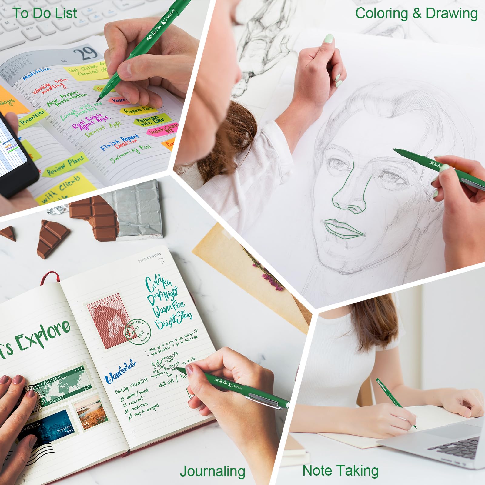 Notes and planners written with smooth ink for organized planning.