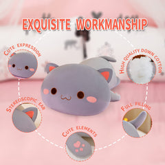 FUYU cat pillow displayed at full size, 37 cm tall.