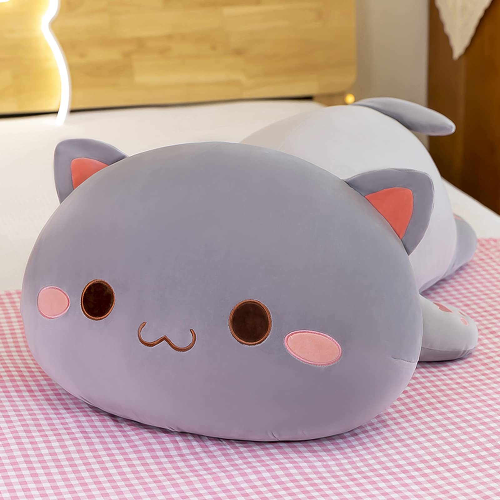 FUYU cat plush cuddled by kids for playtime and comfort.