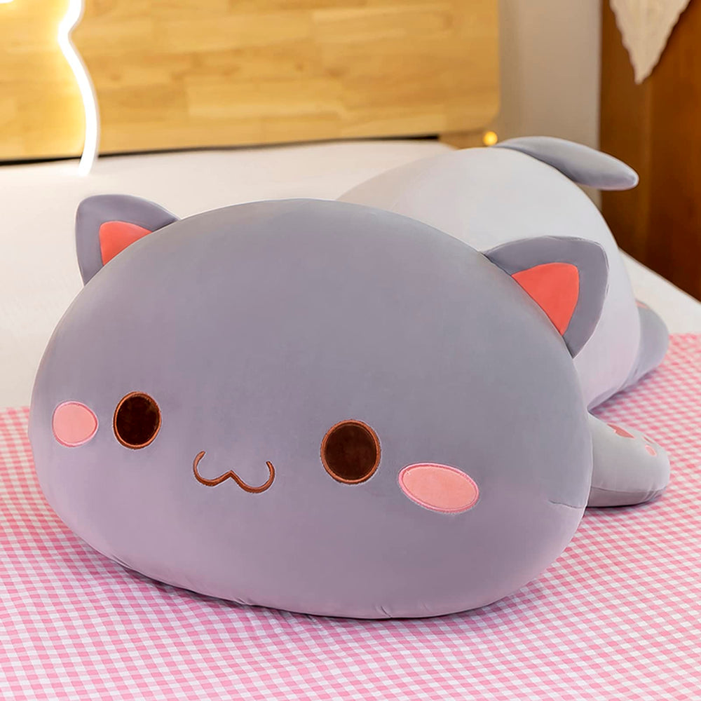 FUYU cat plush cuddled by kids for playtime and comfort.
