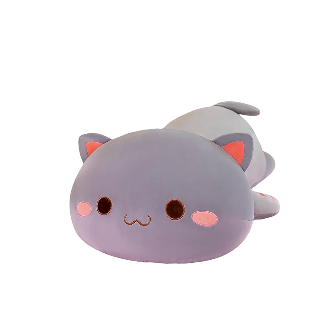 FUYU cat stuffed animal close-up showing grey round eyes and ultra-soft plush.