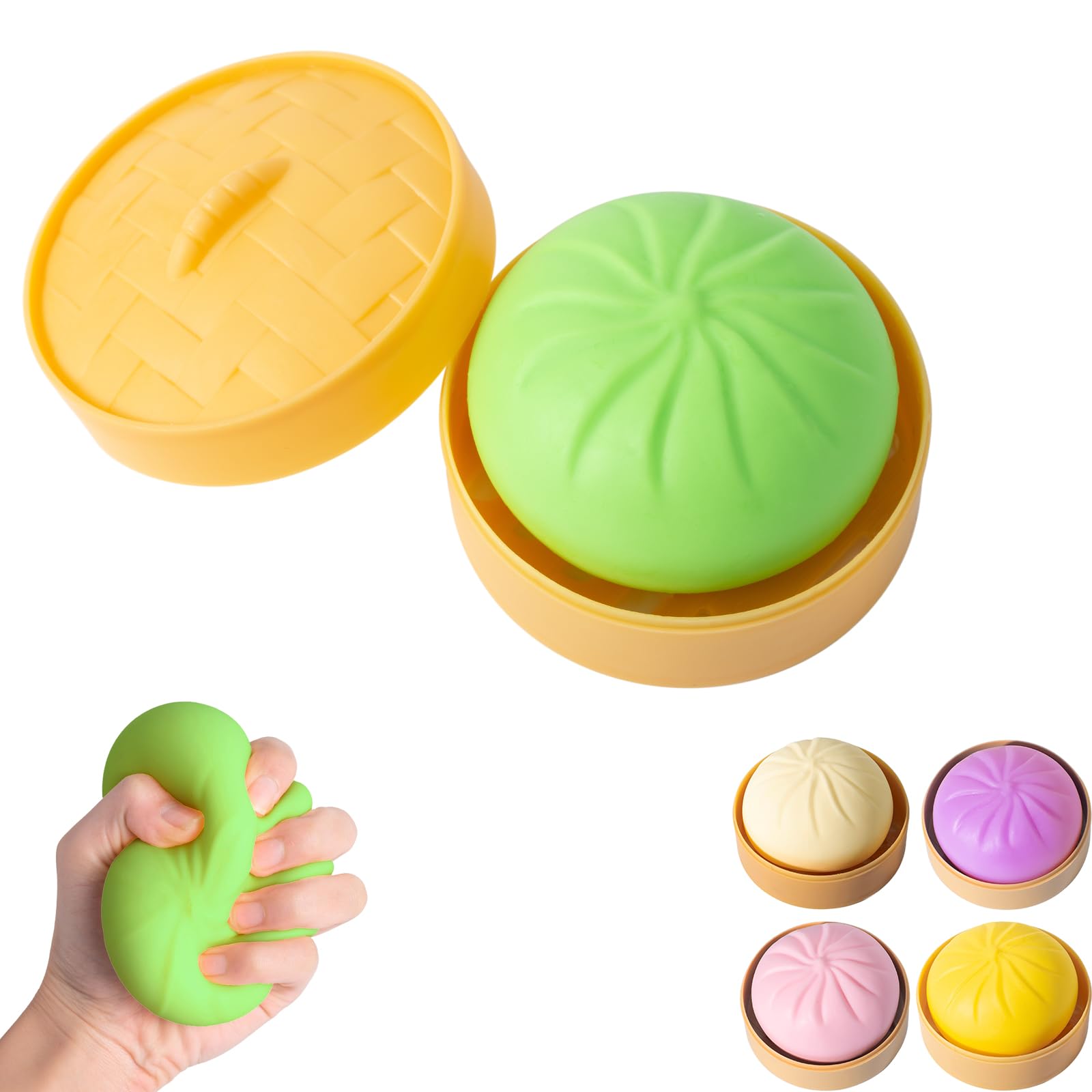 FUYUANLIEV dumpling squishy in steamer box for stress relief and tactile play