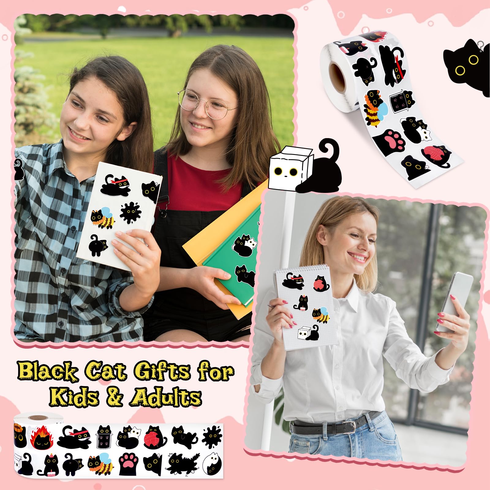 FVNPIHAM cute black cat stickers decorate laptops with durable self-adhesive backing