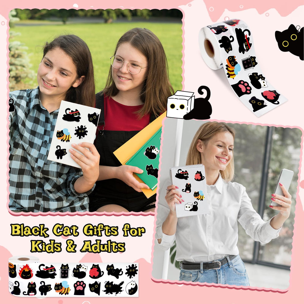 FVNPIHAM cute black cat stickers decorate laptops with durable self-adhesive backing