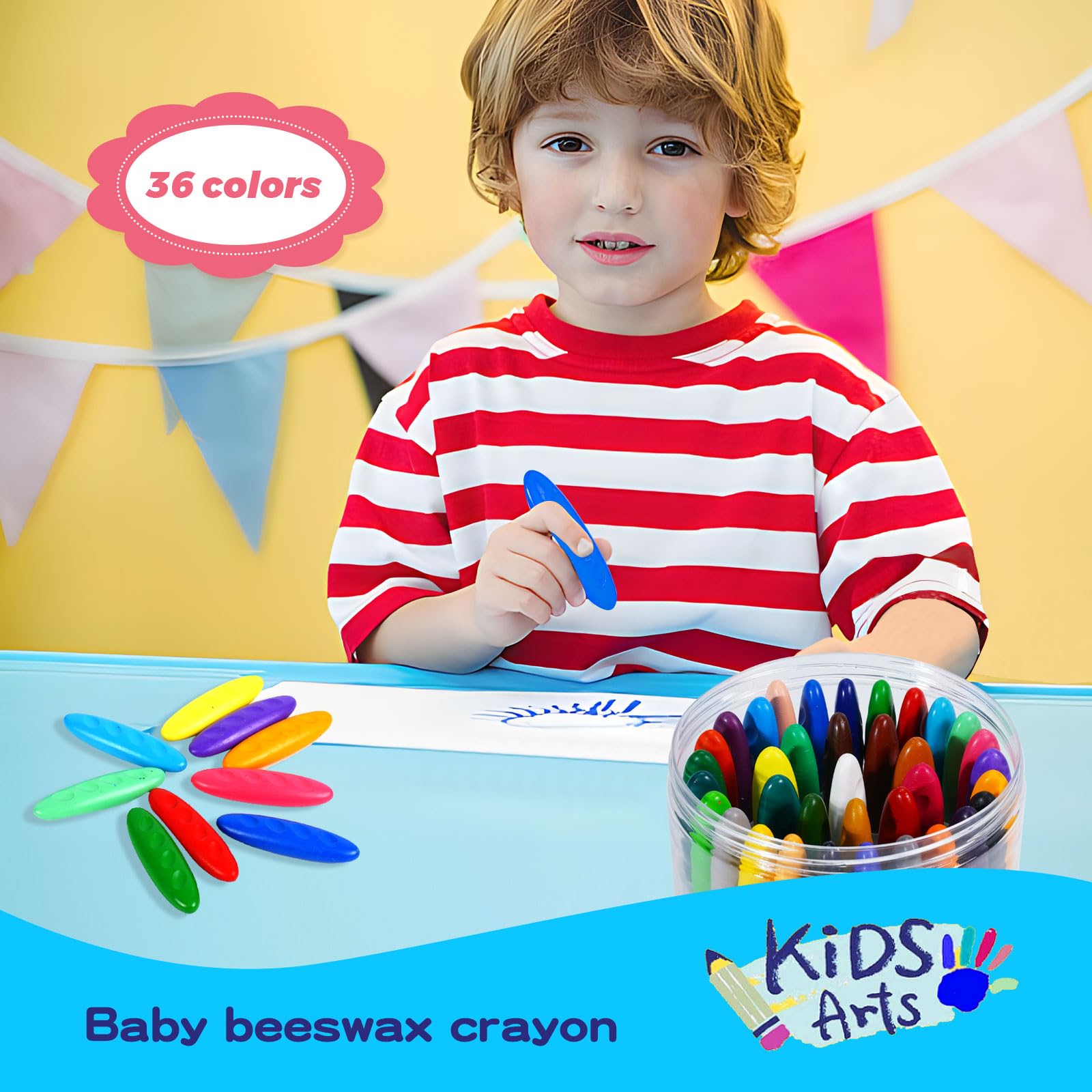 FXYRTKLCZ large peanut-shaped crayons in a child's hand, improved grip