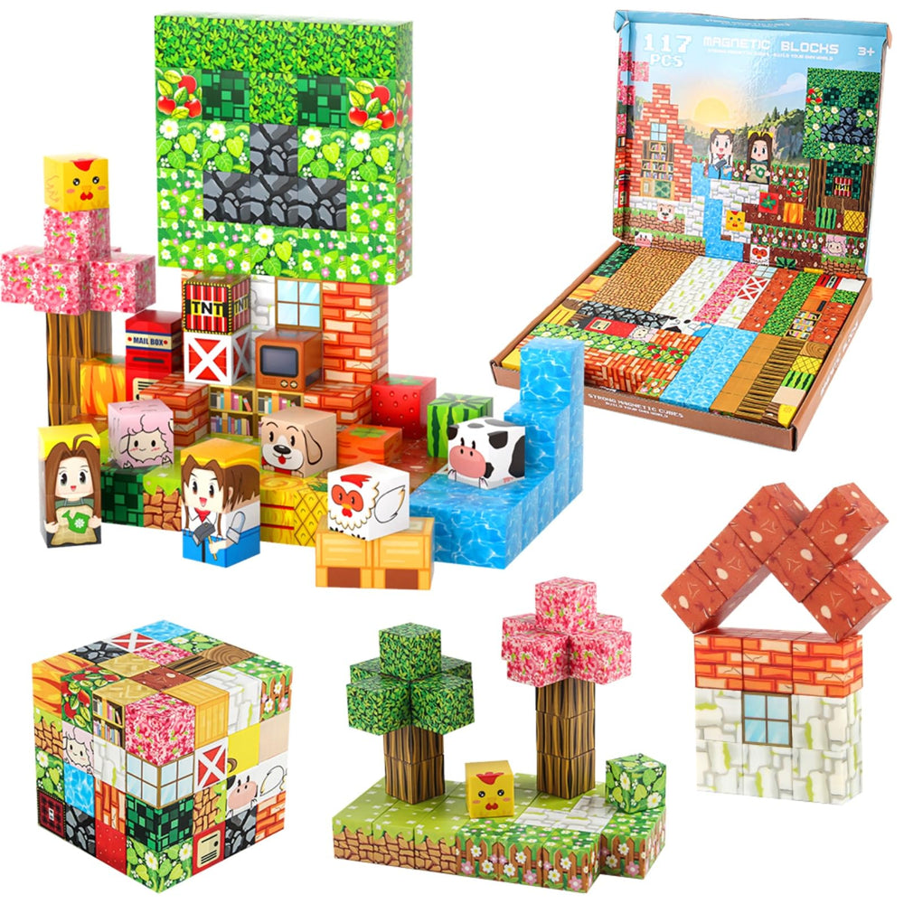FXZYIXS farm-theme patterns display figures like farmers and animals for storytelling.