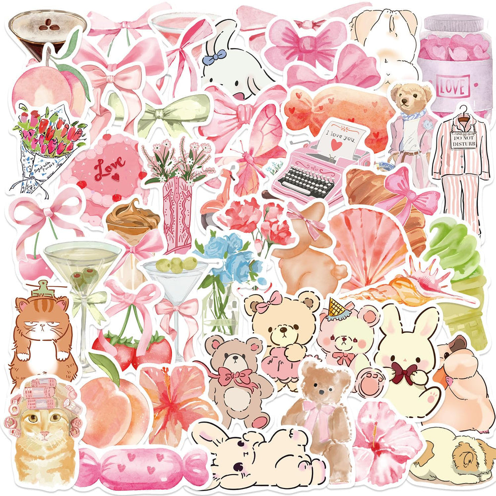 FYFDLLTF Coquette Pink Bows sticker on a laptop for cute personal flair.
