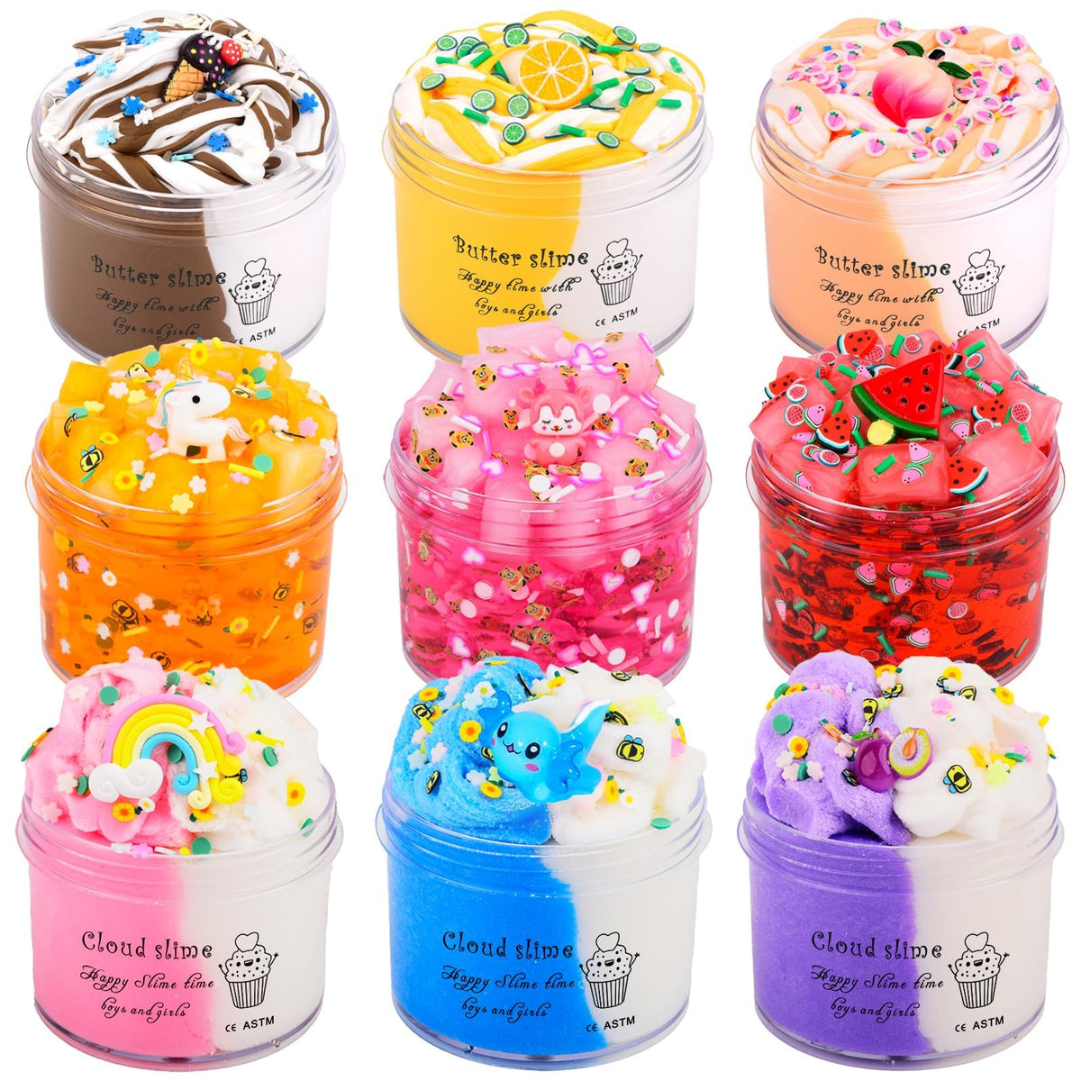 FYJIEKRIGOK 9-pack slime kit on display, colorful and inviting for kids