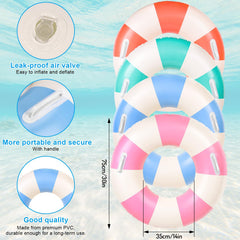 FYSUIMU classic striped pool float blue for group swimming and photos by the water.