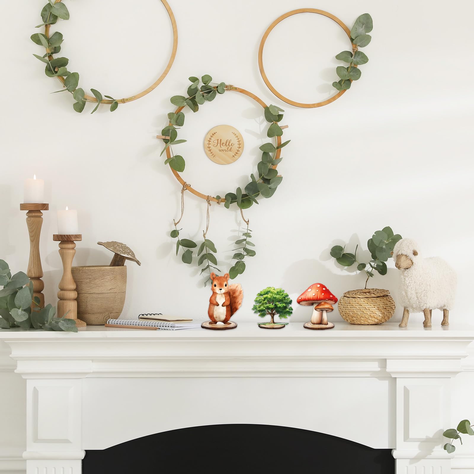 FYSUIMU squirrel wood table sign with base provides cute detail for tiered trays.