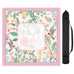 FYSUIMU pink bird floral mahjong mat with 31.5x31.5 inch surface for elegant game nights