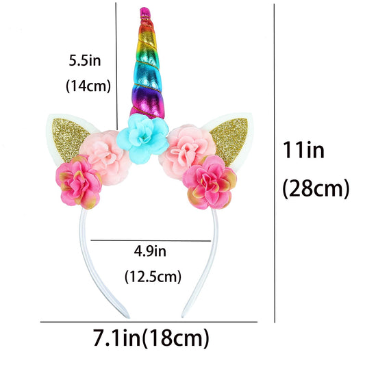 FYUVYRN unicorn headband with flower accents enhances kids’ festive cosplay