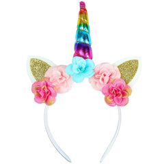 FYUVYRN unicorn headband with gold horn and glitter ears for magical party looks
