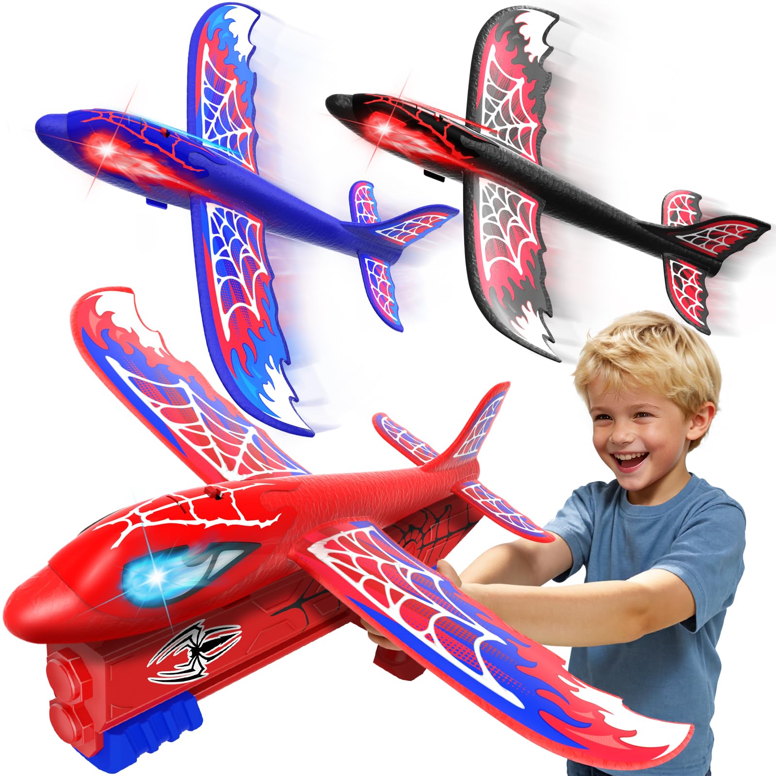 Fzlirou airplane launcher with glowing eyes for thrilling outdoor action.