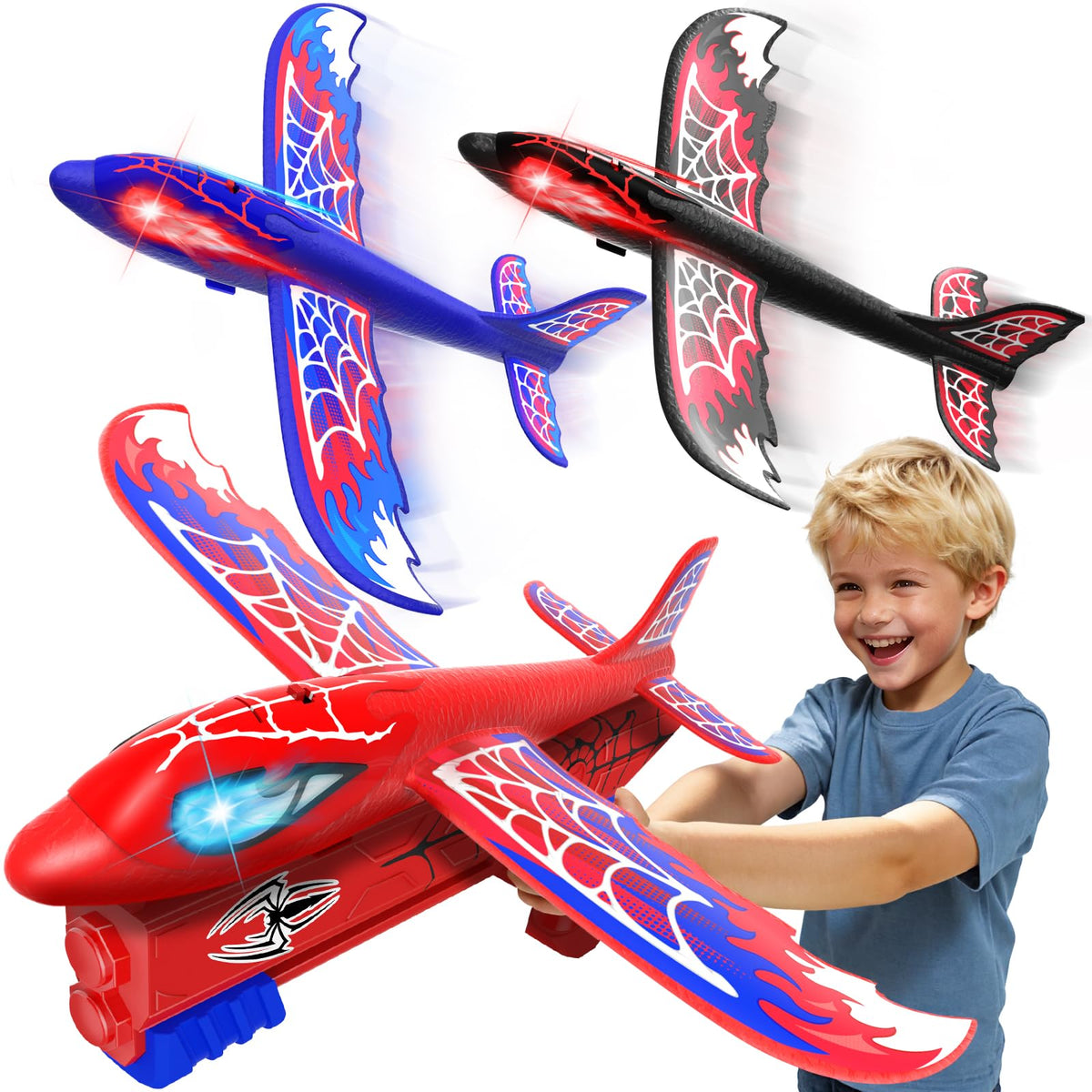Fzlirou airplane launcher with glowing eyes for thrilling outdoor action.