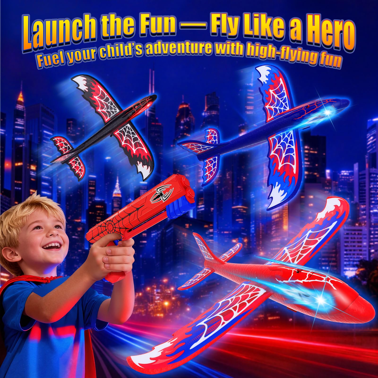 Foam plane with web-pattern wings from Fzlirou for safe, dynamic flights.