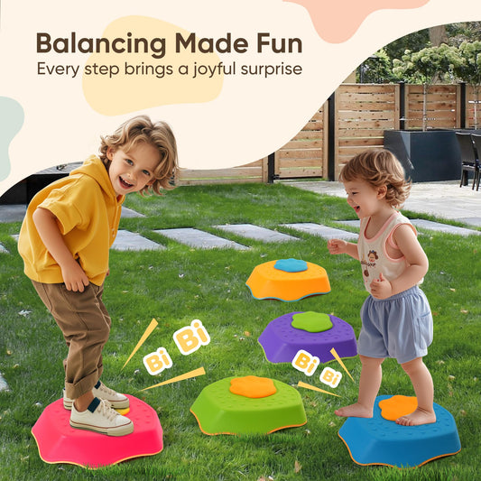G-WING stepping stones set triggers playful sounds to boost motor skills during play.