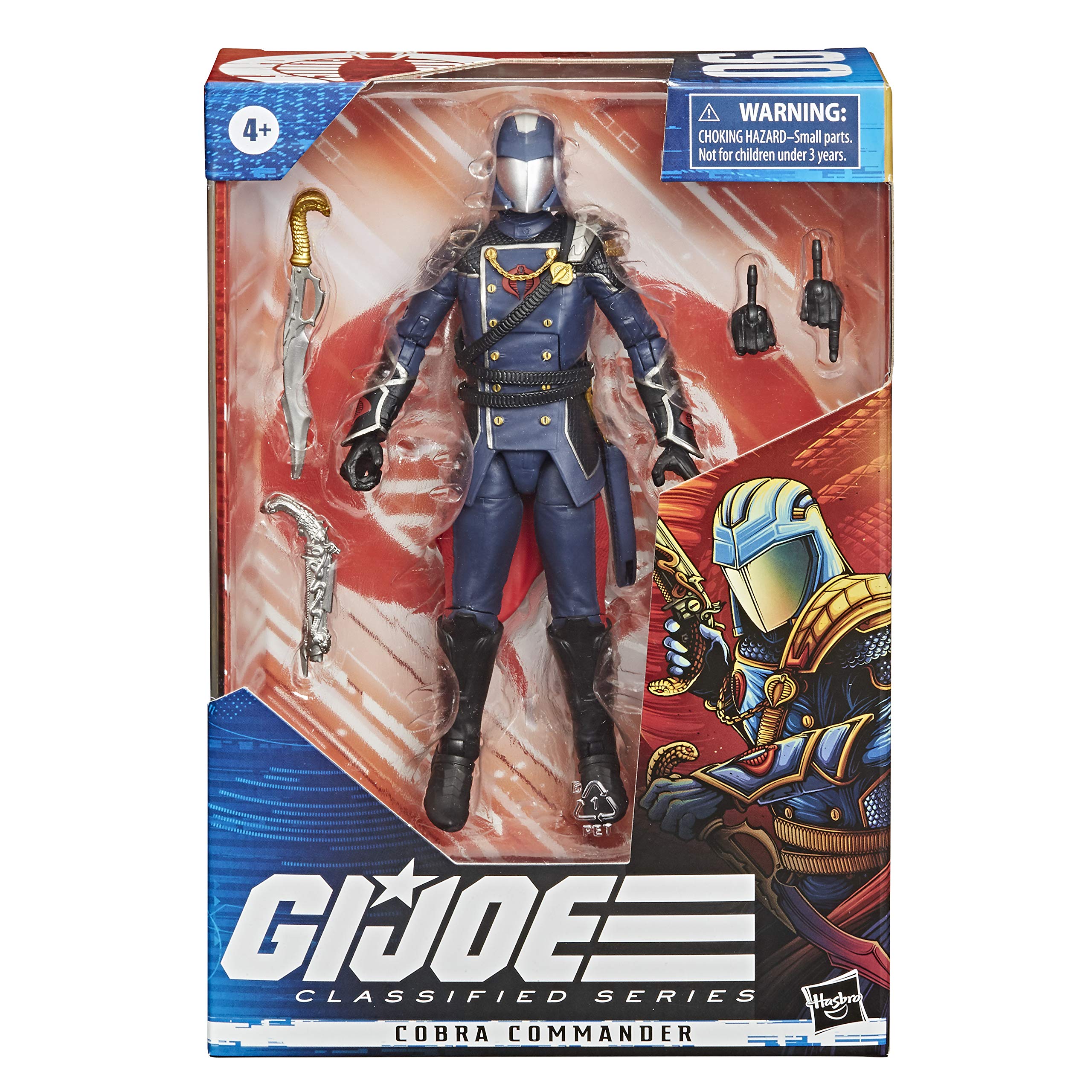 G.I. Joe Cobra Commander with sword accessory for action poses and collection.