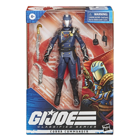 G.I. Joe Cobra Commander with sword accessory for action poses and collection.