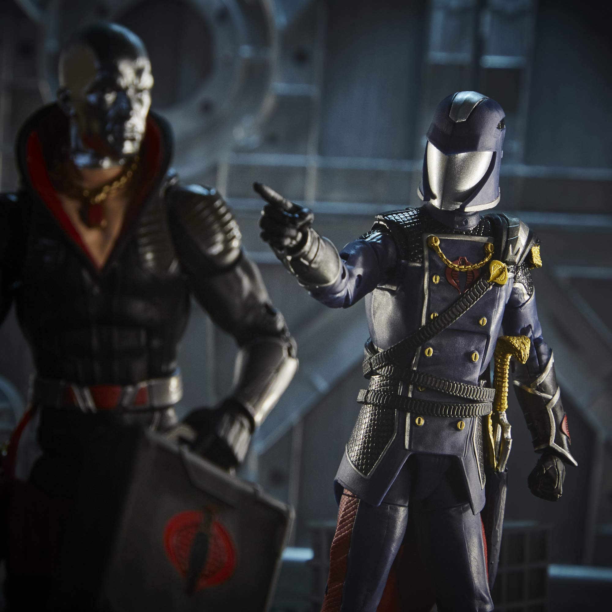 G.I. Joe Cobra Commander figure detail highlights premium deco for collectors.