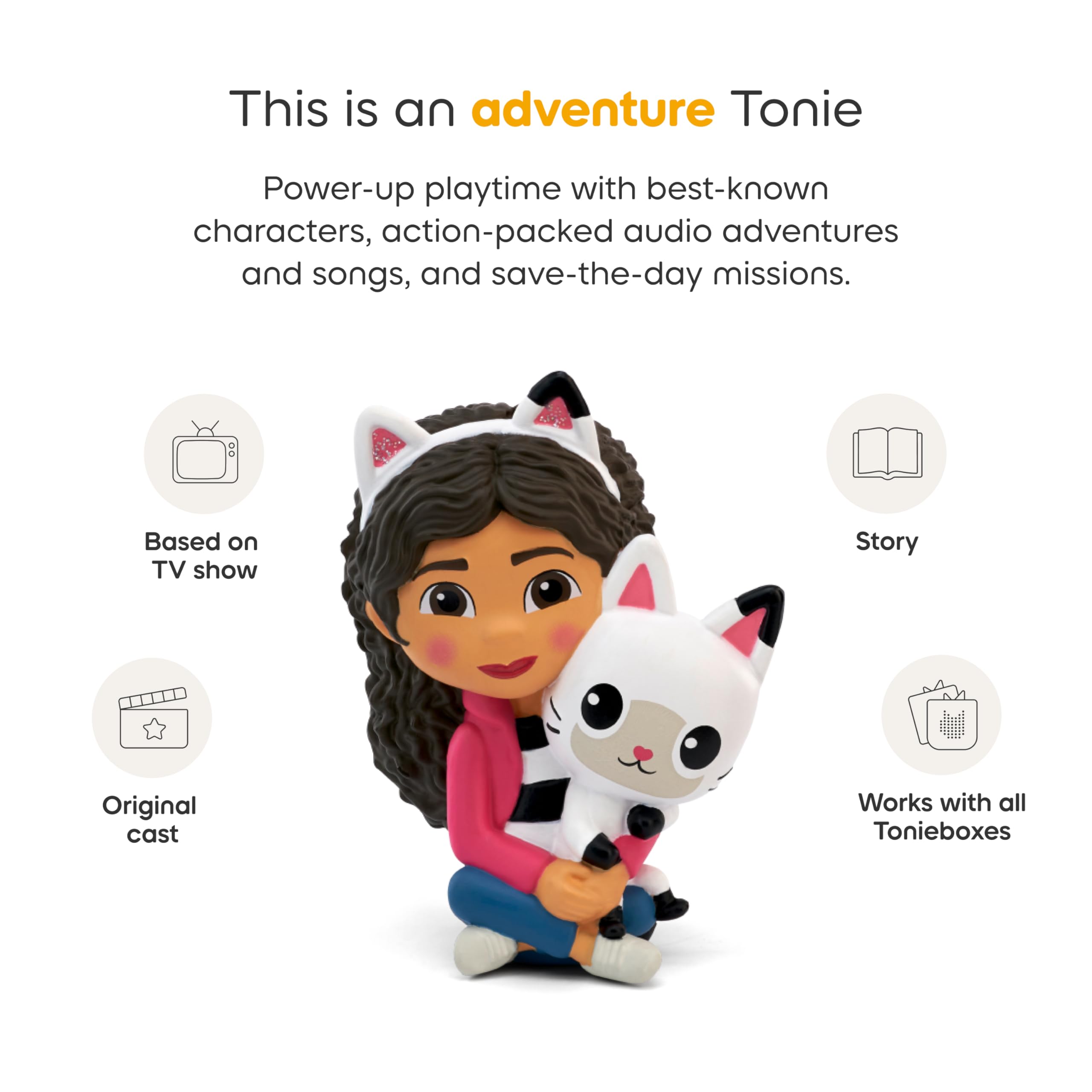Tonies Gabby in dollhouse adventure image sparks curious, cooperative play.