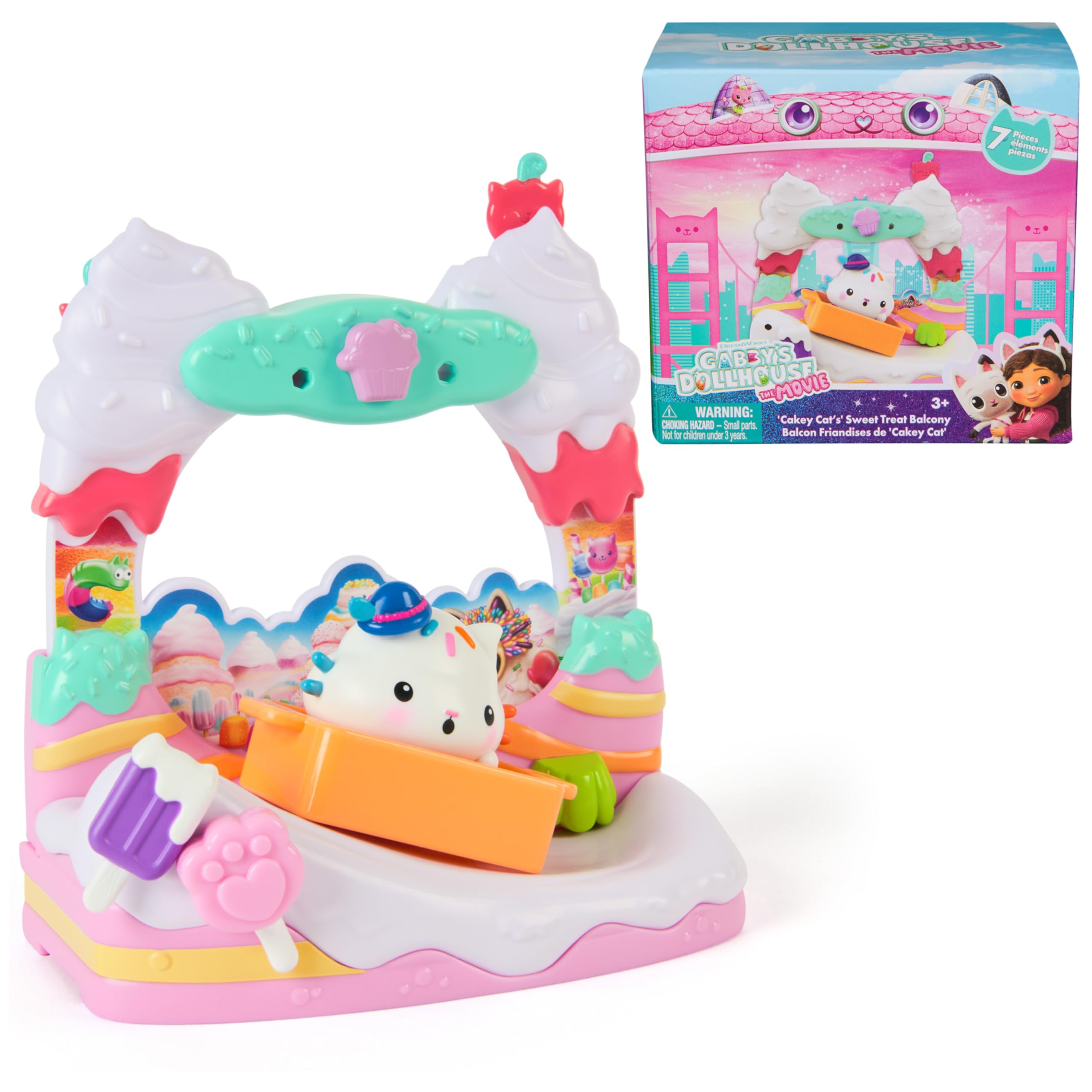 Gabby's Dollhouse Cakey Cat Sweet Treat Balcony playset for imaginative pretend play