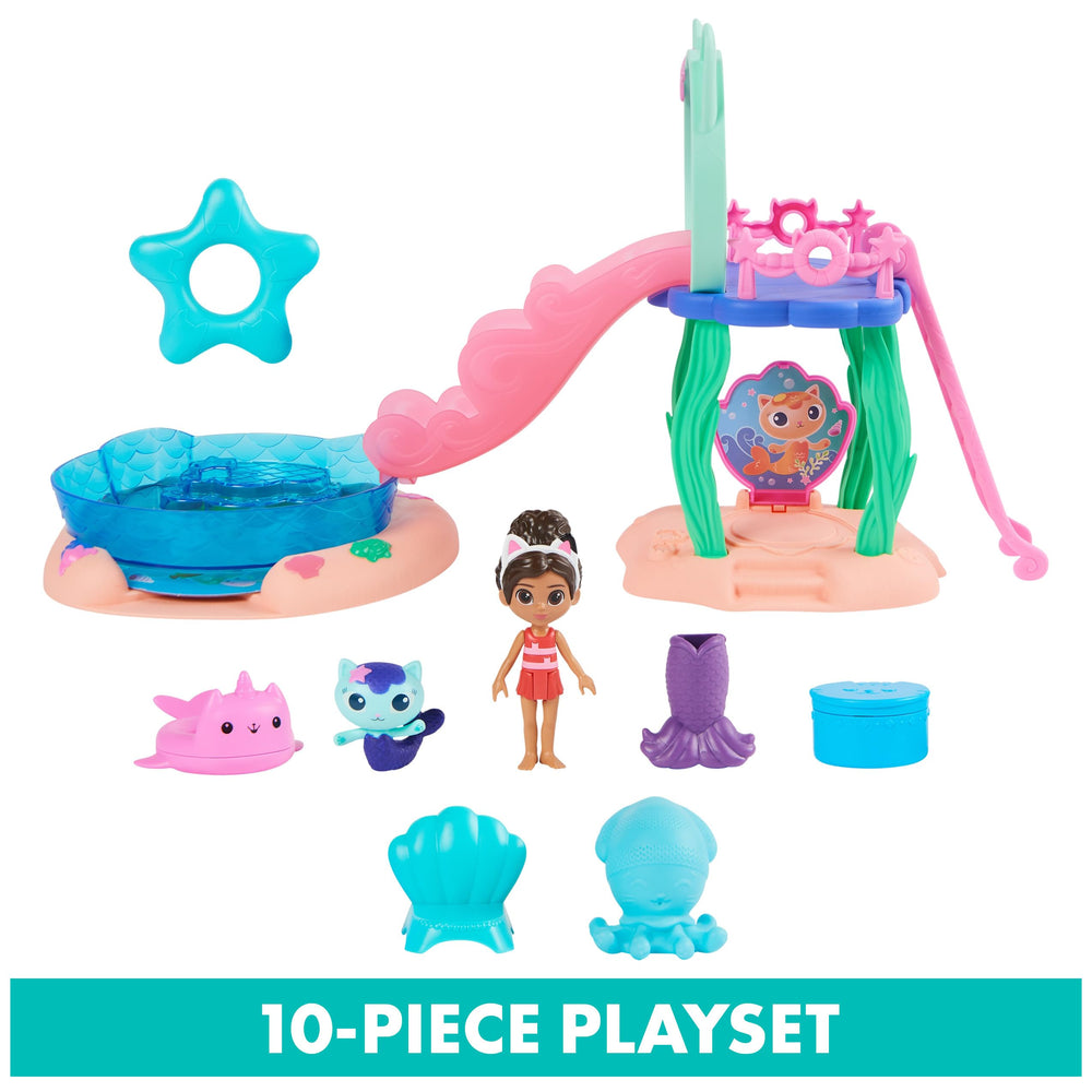 Color-changing mermaid tail activates with water for interactive fun.