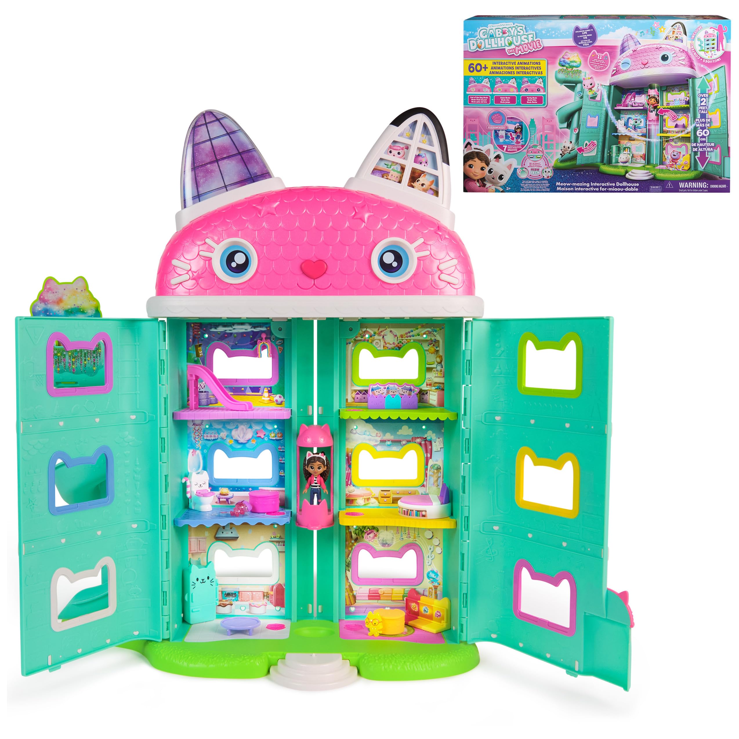 Gabby’s Dollhouse interactive movie house with 7 rooms and 60 animations for immersive play