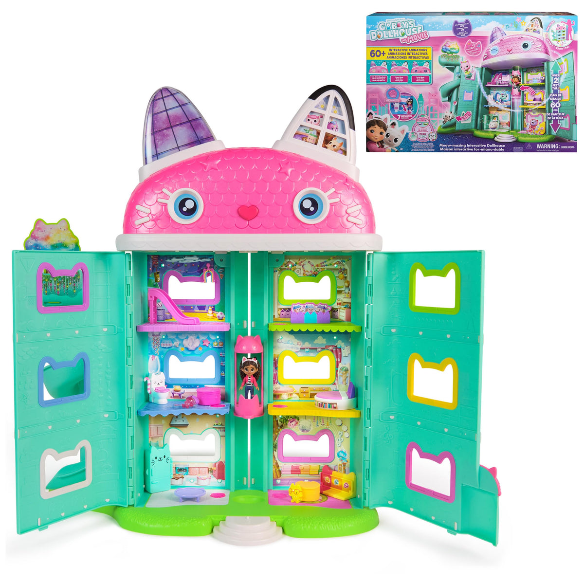 Gabby’s Dollhouse interactive movie house with 7 rooms and 60 animations for immersive play