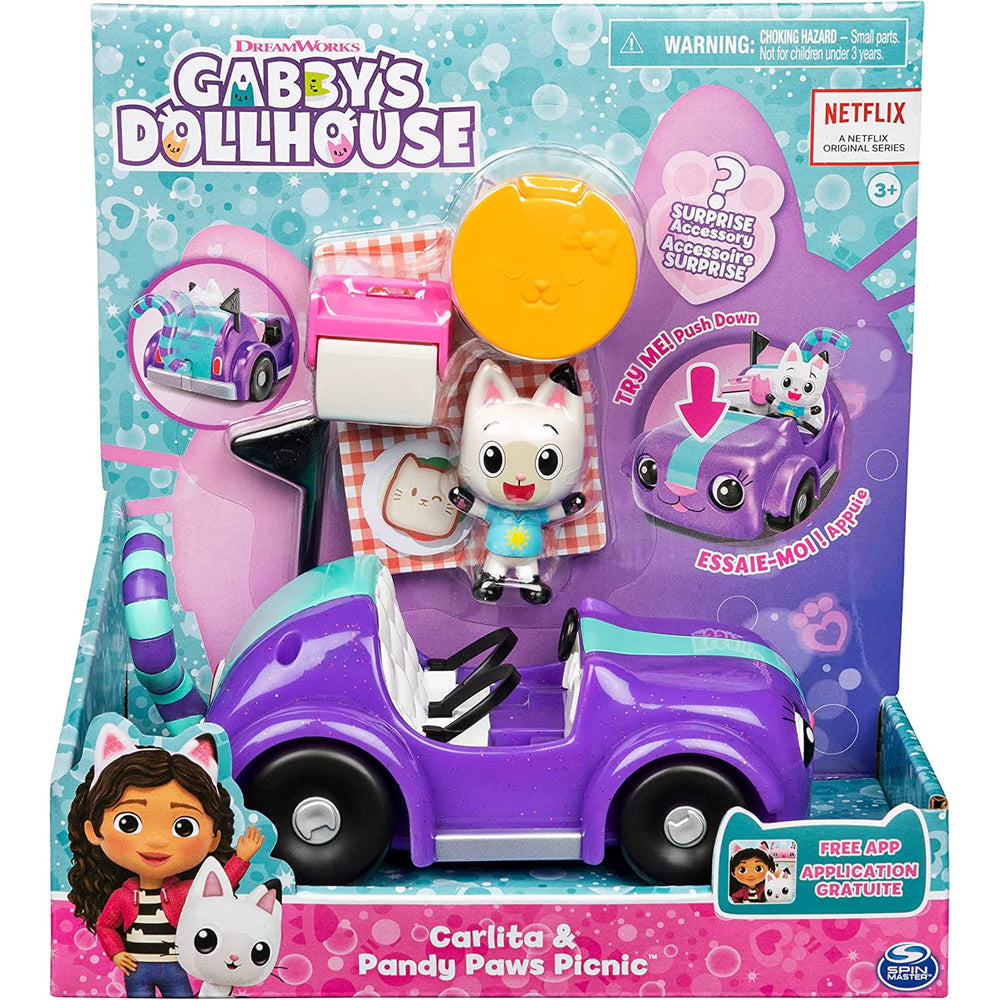 Gabby's Dollhouse Pandi Panda figure joining Carlita for storytelling.