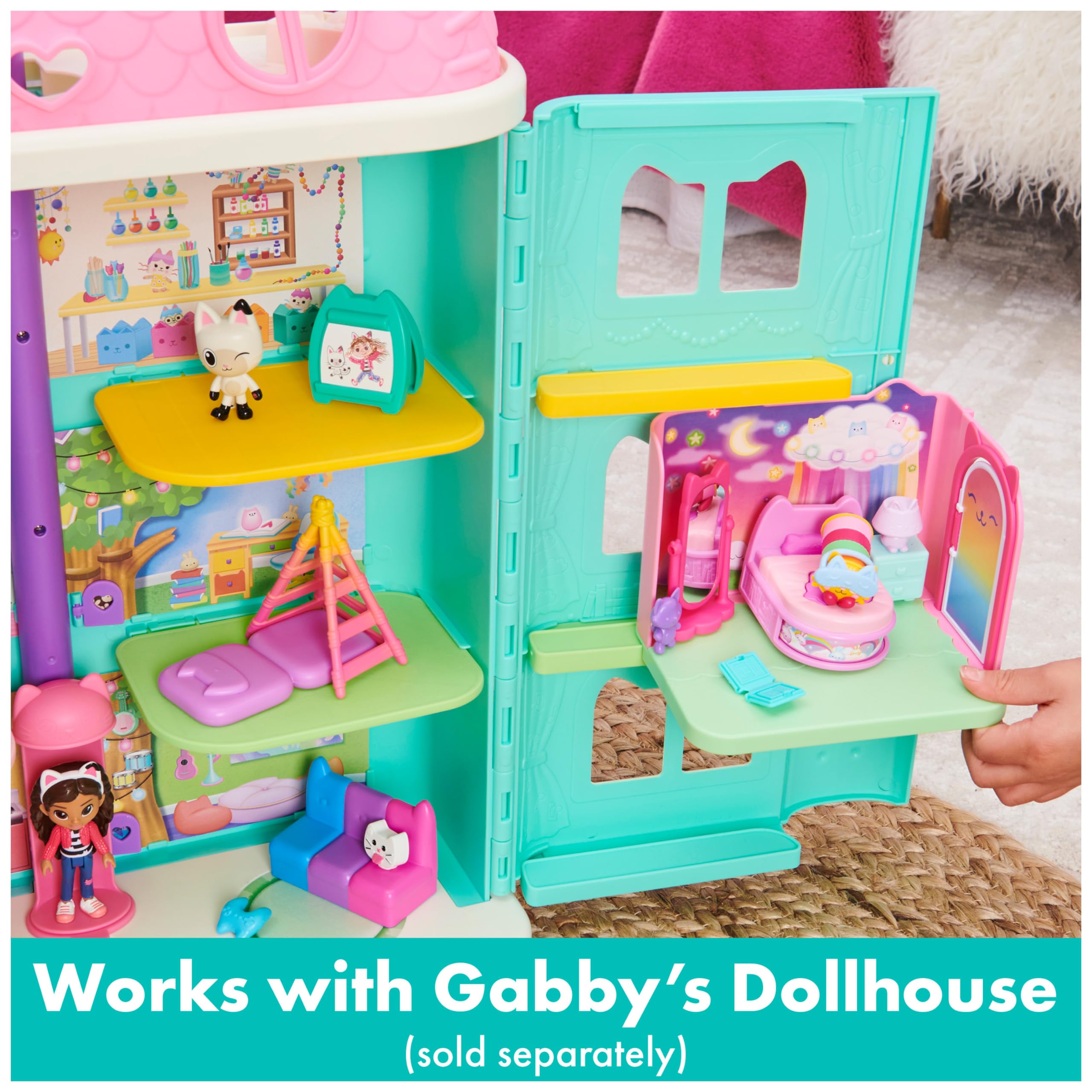 Gabby’s Dollhouse mirror swivels for quick, interactive play moments