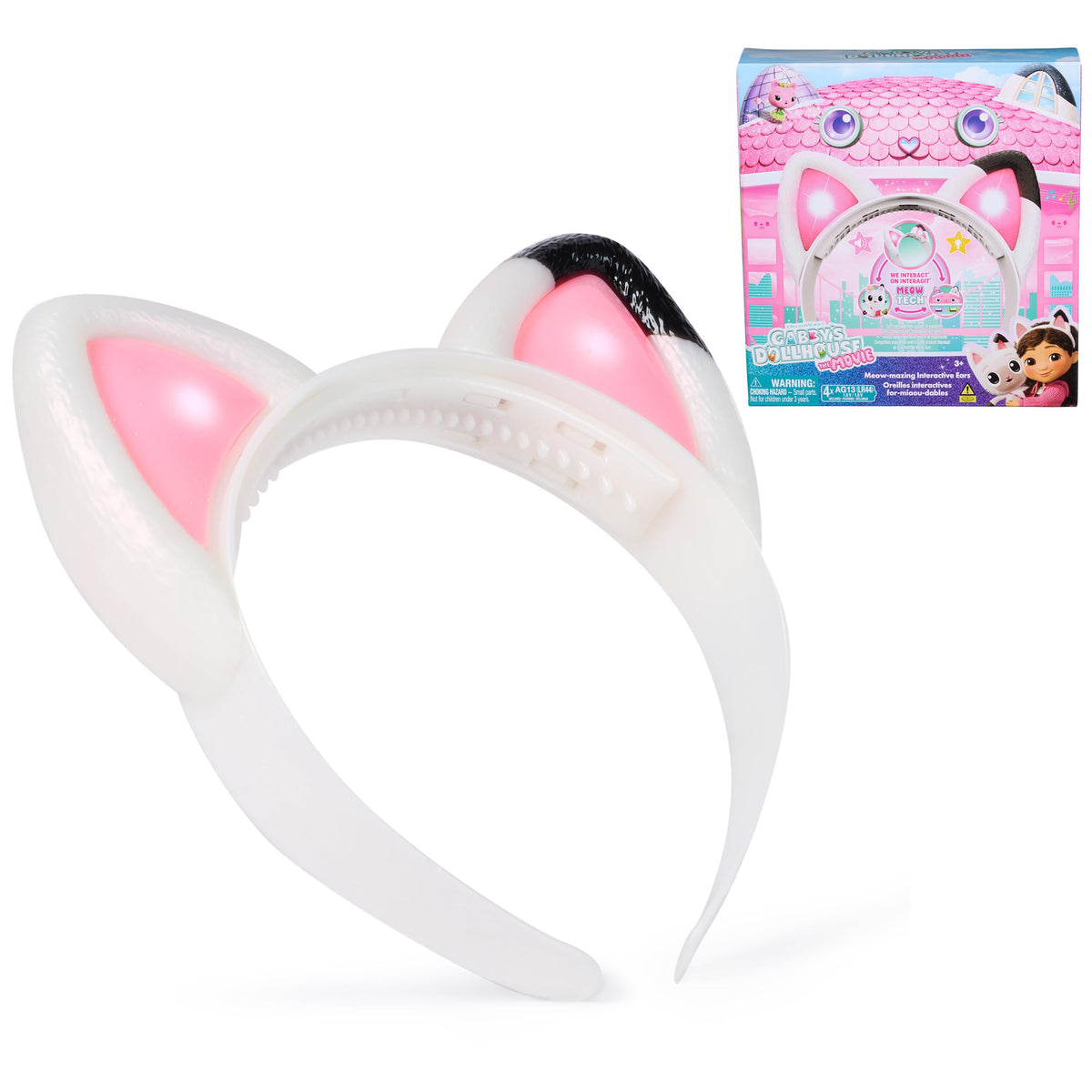 DreamWorks Gabby's Dollhouse Meow-Mazing Ears headband lit up for dress-up fun