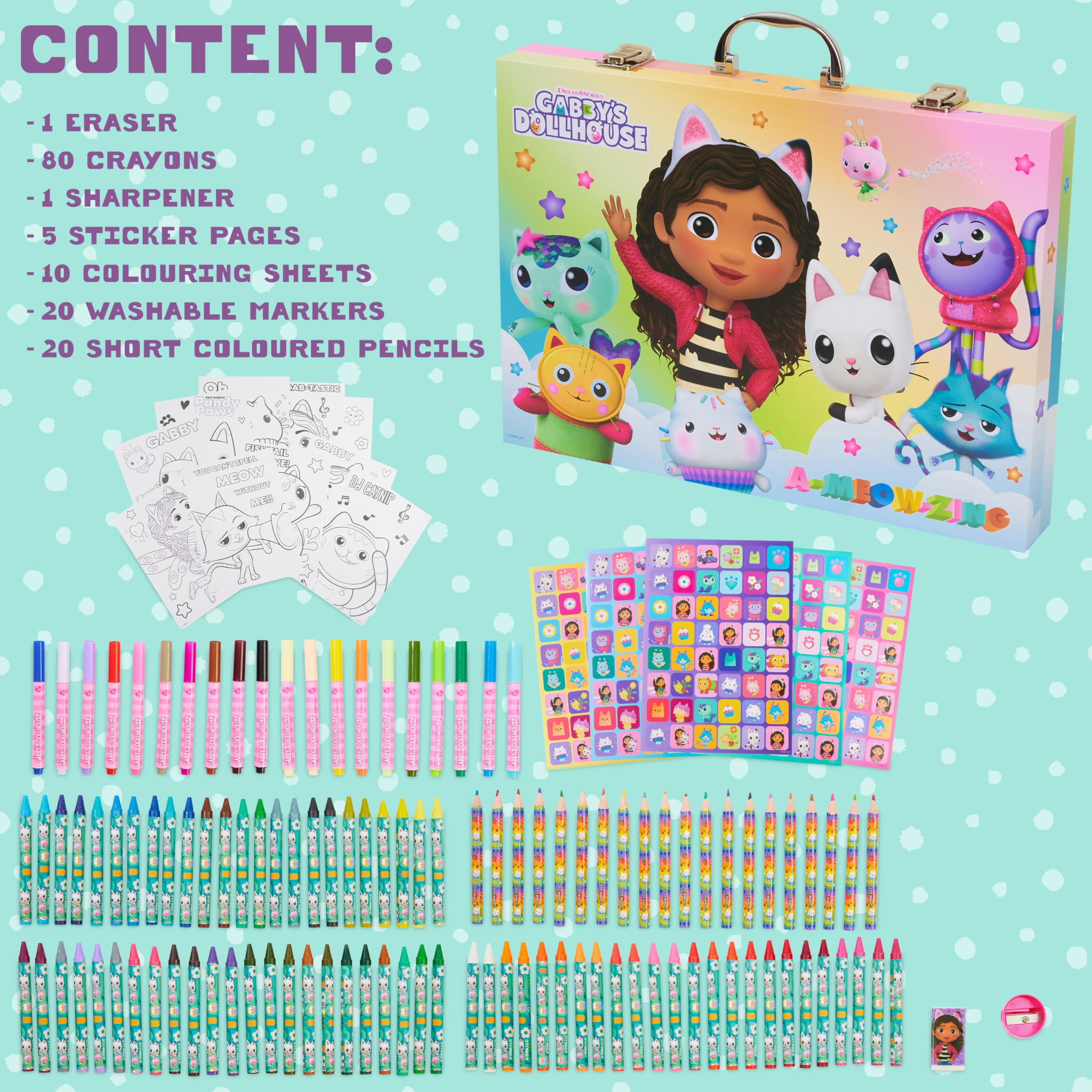 Gabby's Dollhouse stickers pack adds finishing touches to creations.