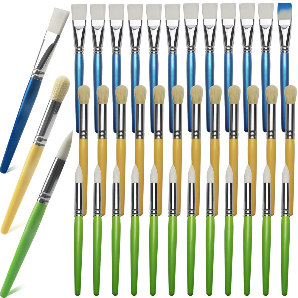 GACDR bulk brushes for kids with flat synthetic bristles for base coats