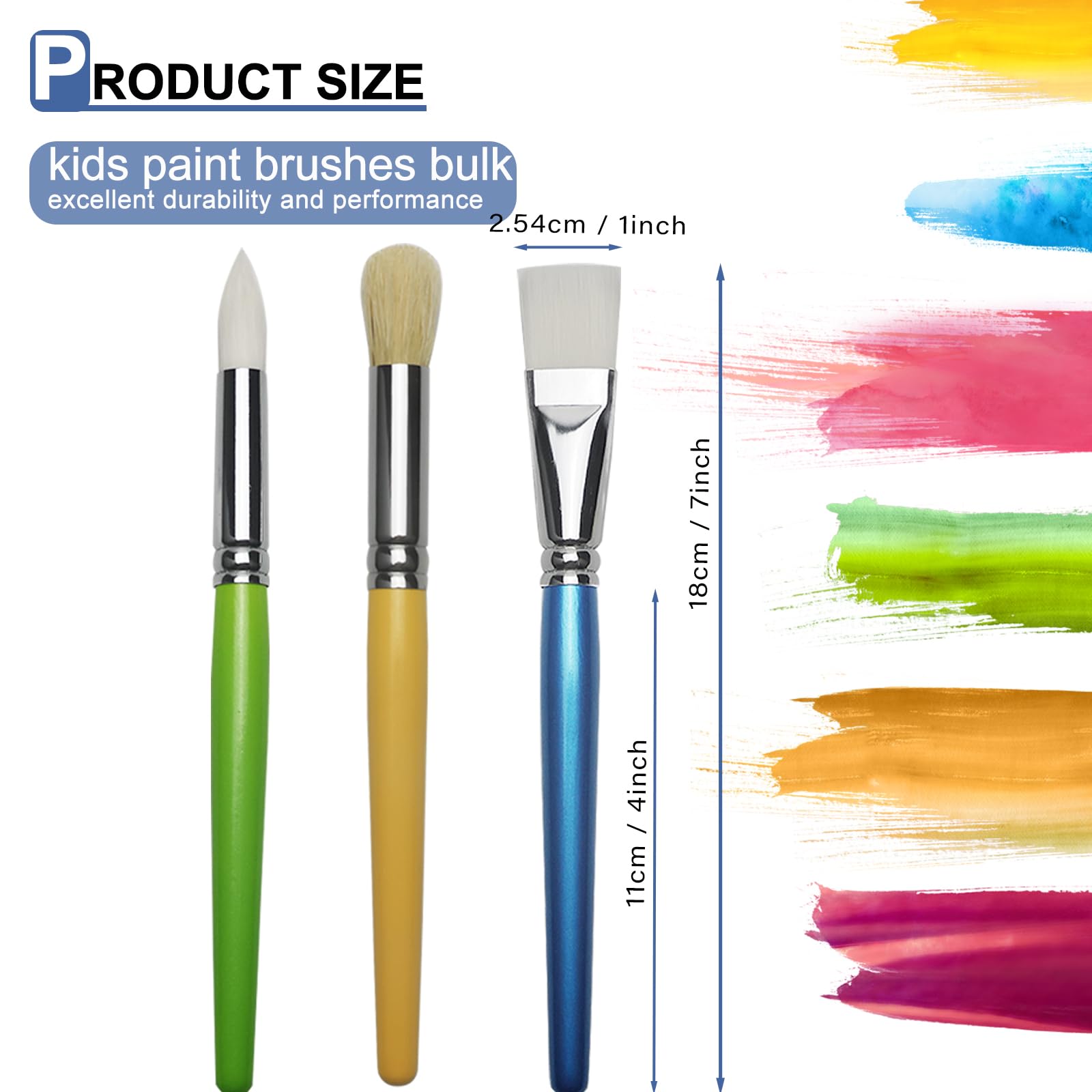 GACDR bulk brushes for kids with round synthetic bristles for details