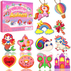 Gadetouq unicorn magnets being painted for bright fridge decor