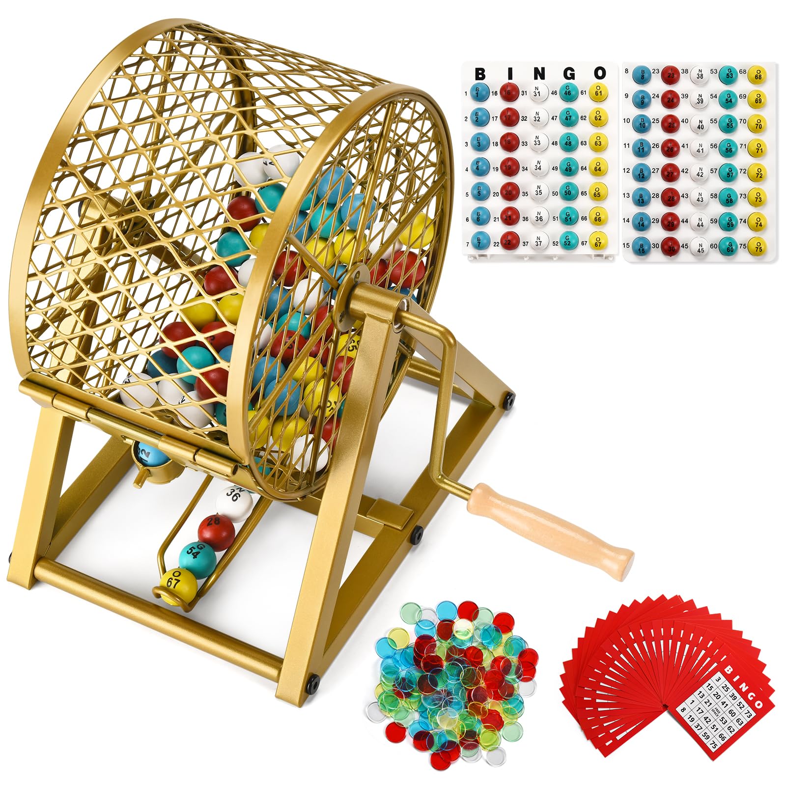 GADFISH bingo sets with steel cage for large groups, sturdy and long-lasting.