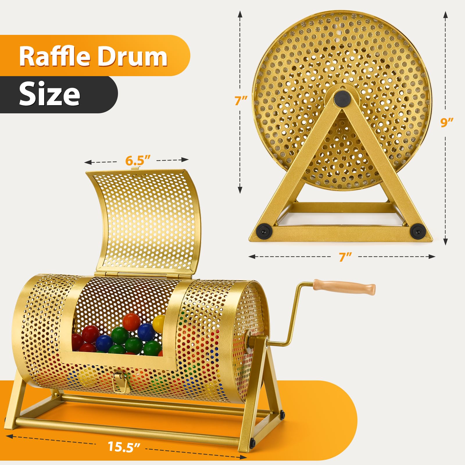GADFISH raffle drum gold-plated surface adds premium look