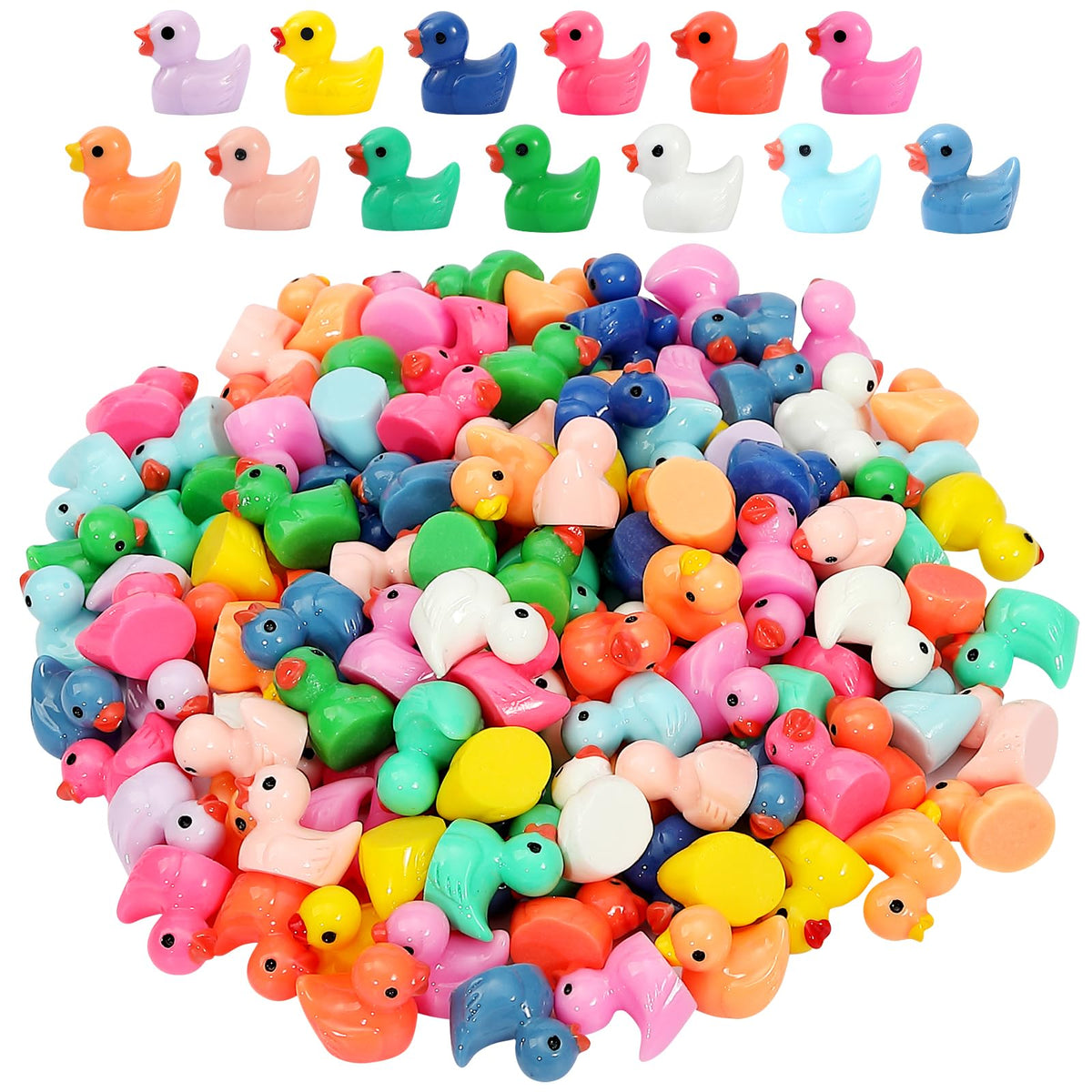 GADIEDIE 130pcs multicolor mini resin ducks bulk set for crafts and DIY decor