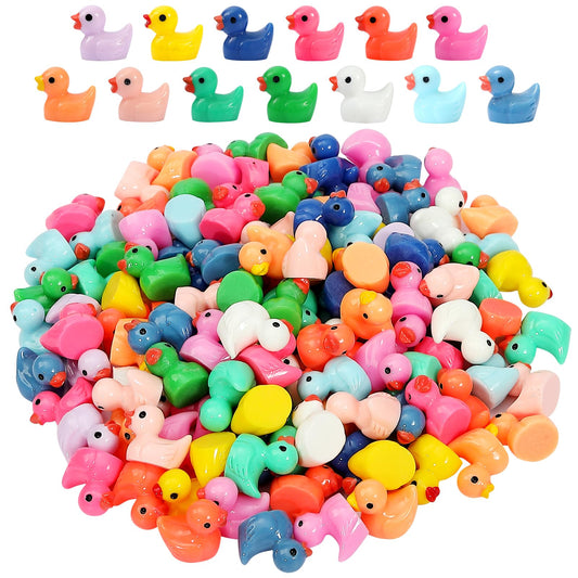 GADIEDIE 130pcs multicolor mini resin ducks bulk set for crafts and DIY decor